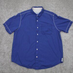 Tommy Bahama Shirt Mens XL Blue 100% Cotton Short‎ Sleeve Button Up Casual